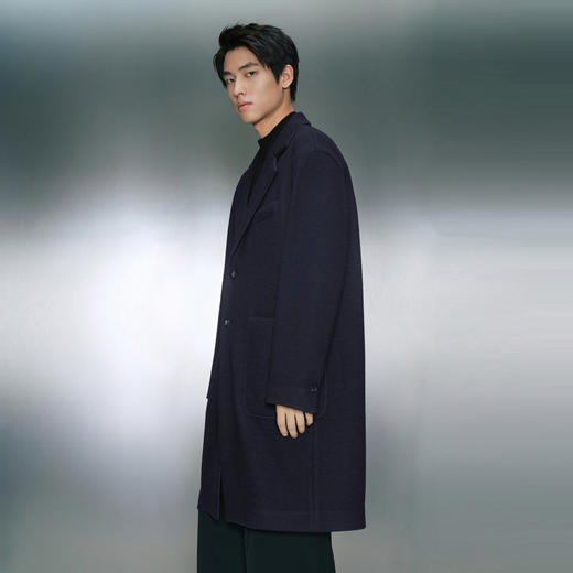 GXG男装深蓝色针织呢料长款大衣  冬季热卖气质大衣GEX12629034 商品图2