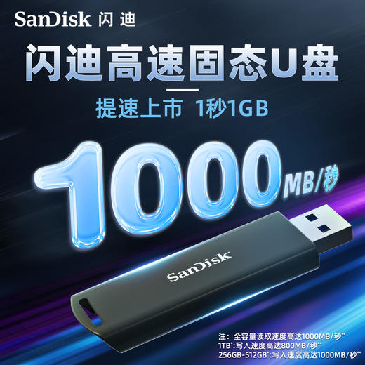 闪迪正品高速固态U盘512G大容量电脑加密商务官方旗舰店优盘 商品图0