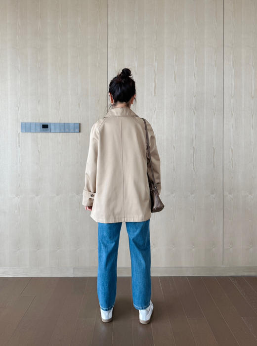 25春秋｜巴*立裁挺阔 抗皱翻领中长款小个子风衣外套【包邮+三天无理由退换 商品图9