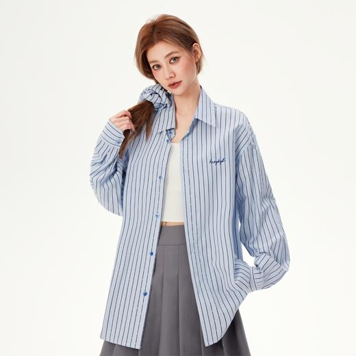 [送同色发圈]YKYB黄子韬衬衫简约时尚舒适透气带钻条纹上衣Y51NCS001 商品图4