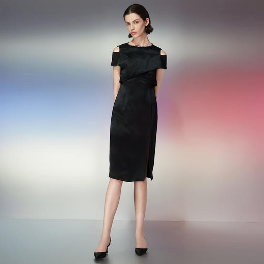 EITIE爱特爱夏季新款设计感小众法式连衣裙气质修身礼服7777418 商品图1