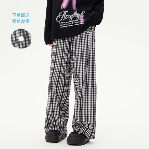 YKYB黄子韬休闲裤2025春季新款经典简约柔软肤轻盈黑白格长裤Y51NXK007 商品图0