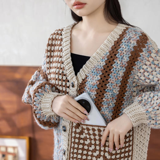 苏苏姐家方简开衫手工diy钩针编织毛线团外套衣服材料包 商品图3