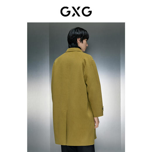GXG男装 时尚潮流芥末黄长款大衣简约翻领通勤休闲冬季热卖GEX12627764 商品图3