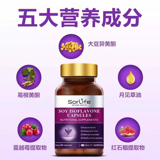sorlife大豆异黄酮胶囊 月见草油更年期调理巢月舒女性保养进口 商品图2