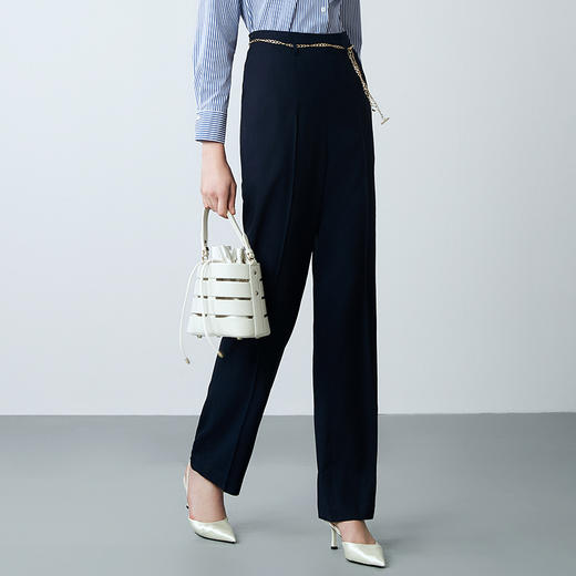 EITIE爱特爱春季新款高腰通勤纯色百搭显瘦裤子7705420 商品图1