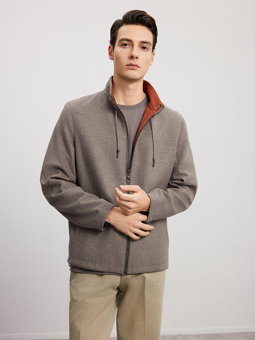 【立领双面立领夹克】春季男士新品100%羊毛拉链款商务休闲外套 商品图1