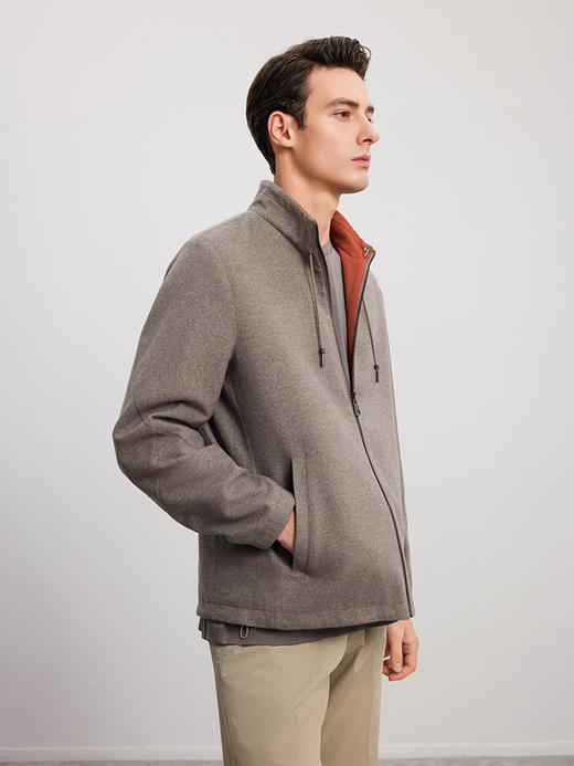 【立领双面立领夹克】春季男士新品100%羊毛拉链款商务休闲外套 商品图2