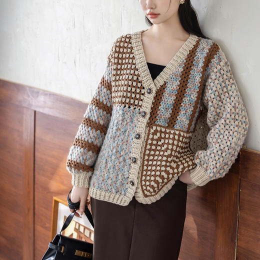 苏苏姐家方简开衫手工diy钩针编织毛线团外套衣服材料包 商品图1