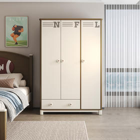 喜梦宝实木三门衣柜现代简约卧室儿童衣柜