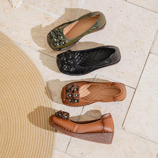 头层牛皮复古一脚蹬，中老年妈妈鞋MLD66723 商品图2