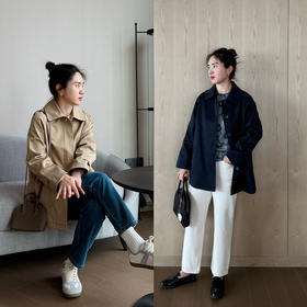 25春秋｜巴*立裁挺阔 抗皱翻领中长款小个子风衣外套【包邮+三天无理由退换