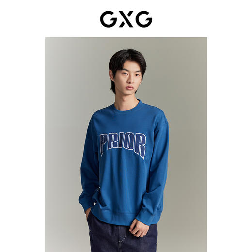 GXG男装 蓝色贴布绣字母卫衣秋季热卖时尚卫衣GEX13113383 商品图0