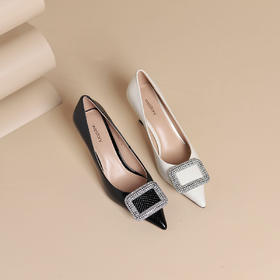 westory新款大方扣小尖头细高跟舒适优雅单鞋S24CE75341