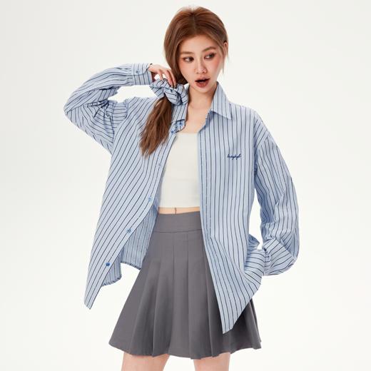 [送同色发圈]YKYB黄子韬衬衫简约时尚舒适透气带钻条纹上衣Y51NCS001 商品图3