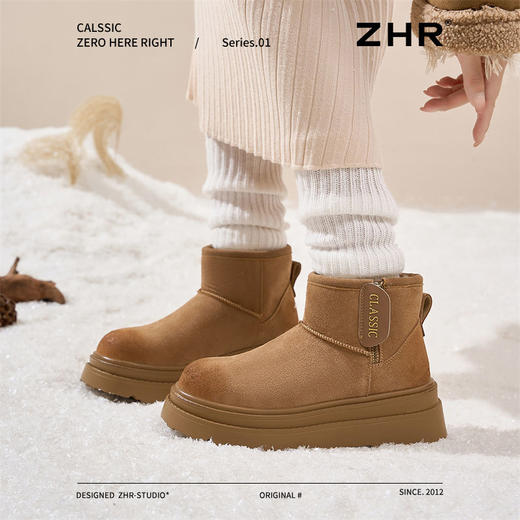 ZHR则则加绒加厚雪地靴女2024冬季新款保暖防水厚底增高棉鞋女鞋 商品图6