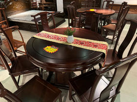 圆台餐桌+官帽椅/A85-YT12