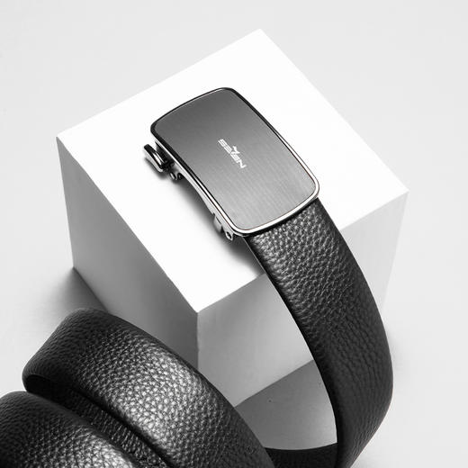 柒牌皮带男牛皮革正装商务休闲自动扣皮带简约男士易搭黑色裤腰带127P70150 商品图1