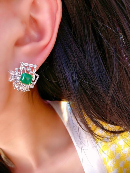 3ct刻面祖母绿耳钉 商品图3