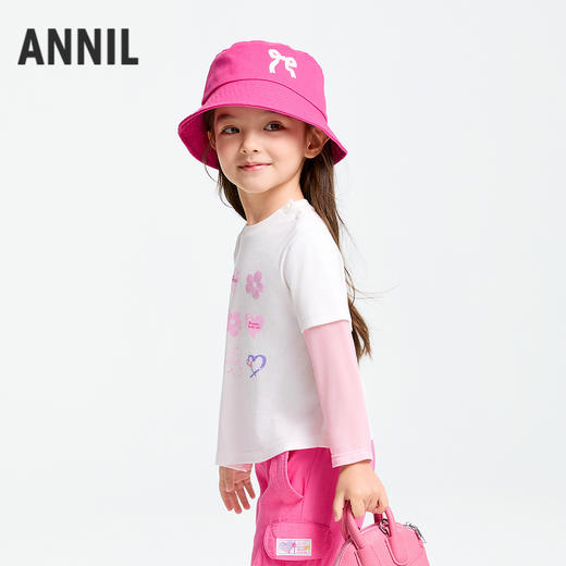 女童圆领液氨长袖T恤春季新款安奈儿童装实体店同款XG511553 商品图2