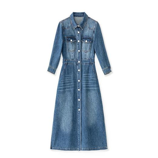 【高货wl】全新升级【铂金会员330/天猫439/差价109】(21816) 洛诗琳优雅复古衬衫式牛仔裙简约休闲时尚女春秋款裙子 商品图4