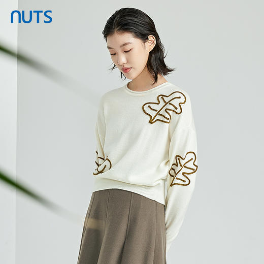 NUTS春季新品时尚纯色气质百搭宽松保暖毛织套头衫女312052113B 商品图3
