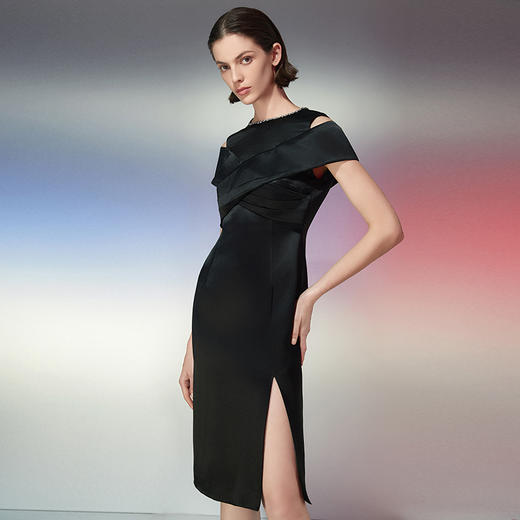 EITIE爱特爱夏季新款设计感小众法式连衣裙气质修身礼服7777418 商品图2