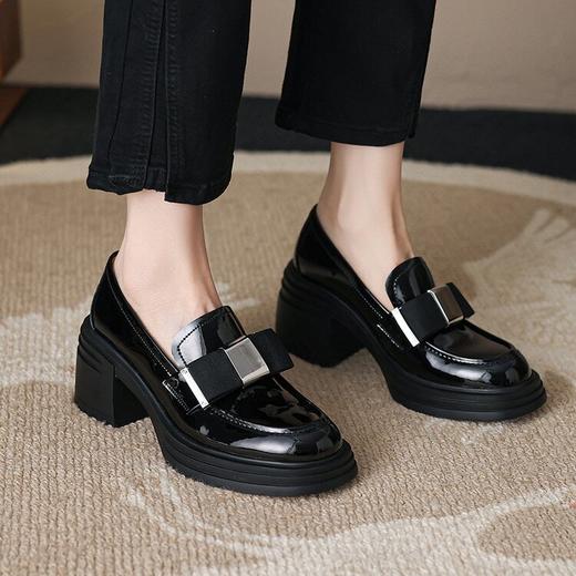 【预售5天】英伦风厚底粗跟单鞋新款百搭黑色春季高颜值小皮鞋HCYYHD&5783 商品图3