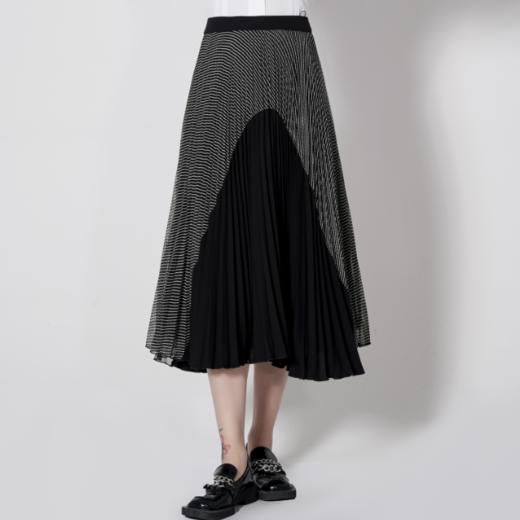 M3臣禾拼接中高腰过膝半裙K212030404 商品图0