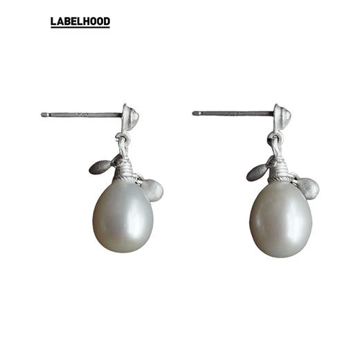 【Olio E Aceto】蕾虎纯银黑灰玛瑙珍珠圆球耳环2025春装新款配饰 商品图1