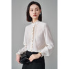 米思阳2026春季法式优雅醋酸天丝木耳边直筒单排扣白衬衫女5355 商品缩略图1