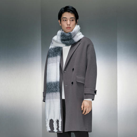 GXG男装 中灰双排扣长款大衣 简约时尚大衣外套  冬季热卖GEX12627794 商品图2