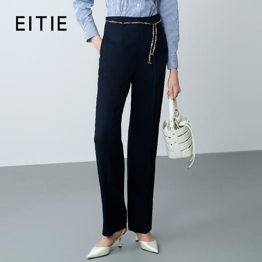 EITIE爱特爱春季新款高腰通勤纯色百搭显瘦裤子7705420 商品图0
