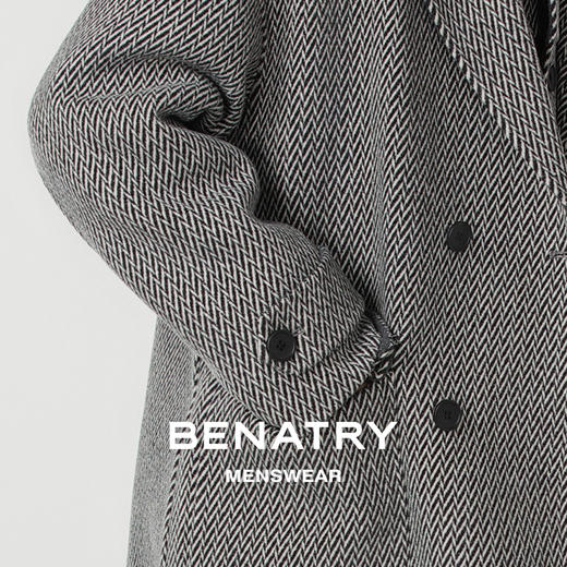 贝纳川时尚大翻领宽松长袖男士中长款大衣ECP328003402 商品图4