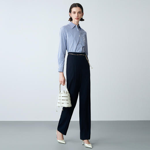 EITIE爱特爱春季新款高腰通勤纯色百搭显瘦裤子7705420 商品图3