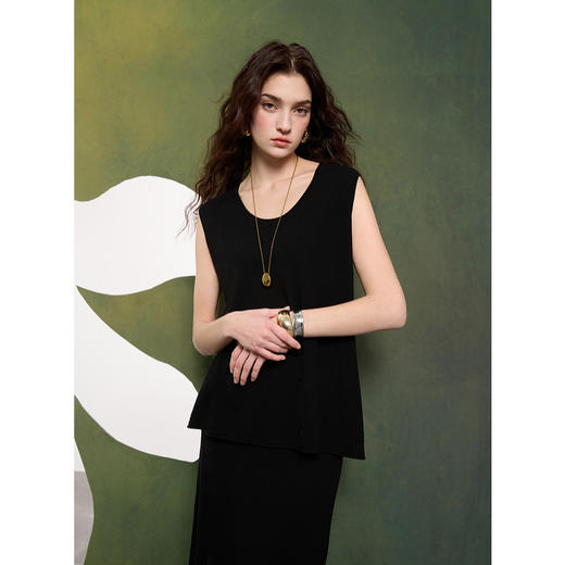 【亚麻】三彩2025春季新款针织套装无袖套头衫半身裙长裙两件套S 商品图1