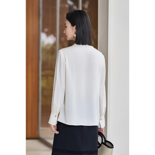 剩S 醋酸缎面垂感衬衫 米思阳2026春季新款轻奢高级感系带上衣女5992 商品图4