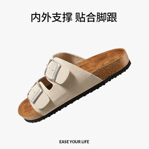 朴西向日勃肯拖鞋女休闲慵懒外穿软木复古凉拖 商品图2