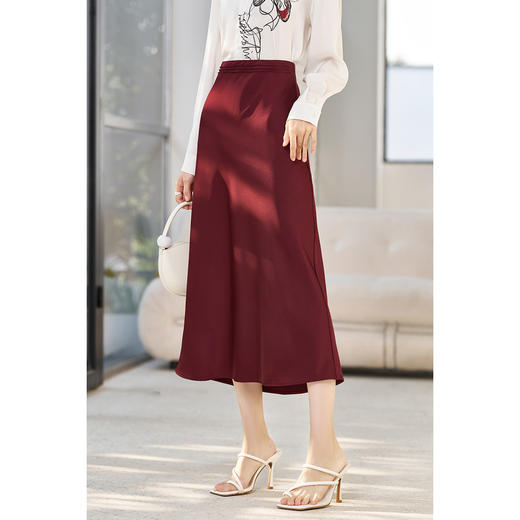 剩S/M 米思阳2026春季新款复古通勤高腰半身裙纯色大摆裙A字裙女5479 商品图1