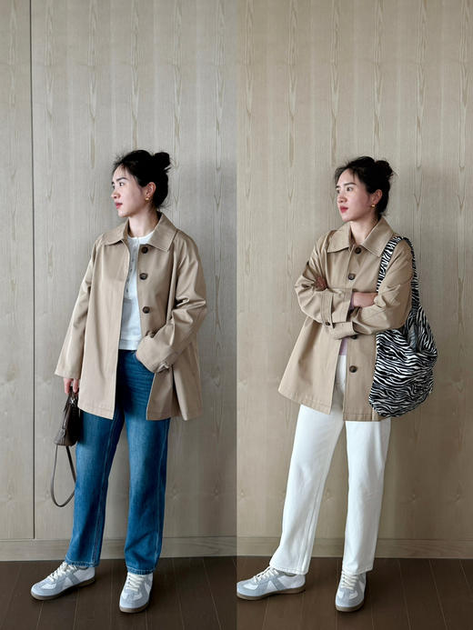 25春秋｜巴*立裁挺阔 抗皱翻领中长款小个子风衣外套【包邮+三天无理由退换 商品图3