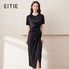 EITIE爱特爱夏季新品纯色百搭洋气褶皱收腰连衣裙7707437 商品缩略图0