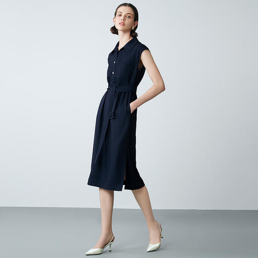 EITIE爱特爱夏季新款飞袖显瘦通勤百搭收腰连衣裙7707430 商品图3