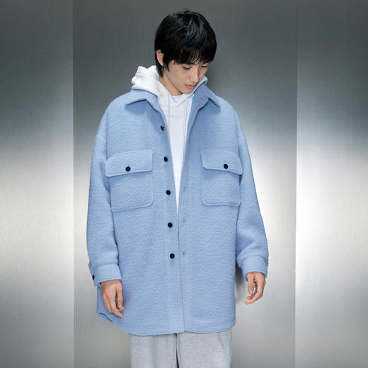 GXG男装 天蓝羊羔毛长款大衣 冬季热卖天蓝羊羔毛长款大衣GEX12627544 商品图2