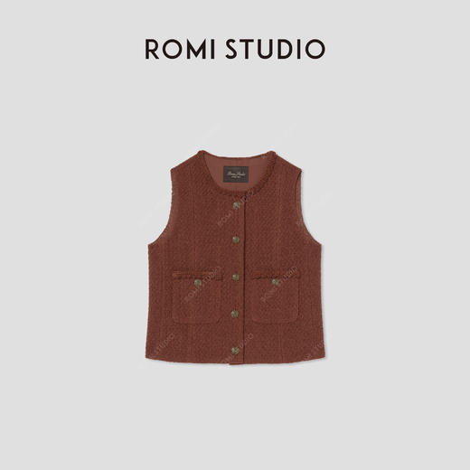 ROMI STUDIO“法式优雅”绵羊毛混纺粗花呢小香风马甲 RW24ASZ0389 商品图4