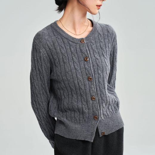 【高货sh】全新升级【铂金会员238/天猫319/差价81】(21200) 洛诗琳针织粗棒针宽松时尚毛衣慵懒风绞花圣诞红开衫上衣 商品图1