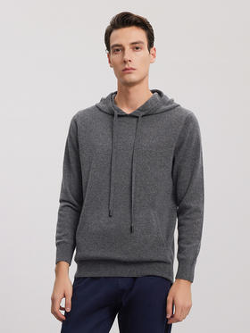 【连帽针织运动衫】羊绒世家秋冬新品男士100%山羊绒休闲运动外套