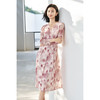 米思阳2026春季新款知性优雅气质玫瑰粉印花透气舒适连衣裙4932 商品缩略图1