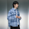 GXG男装 蓝格纹清新简约短大衣 冬季热卖气质大衣GEX10626984 商品缩略图2