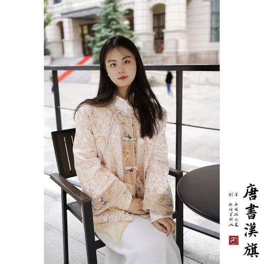 【夜雨香】新中式外套国风重工提花刺绣拼接蕾丝边羊毛混纺外套早春新品 商品图0