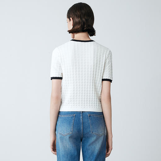 EITIE爱特爱春季新款撞色显瘦百搭基础简约针织衫7701412 商品图4